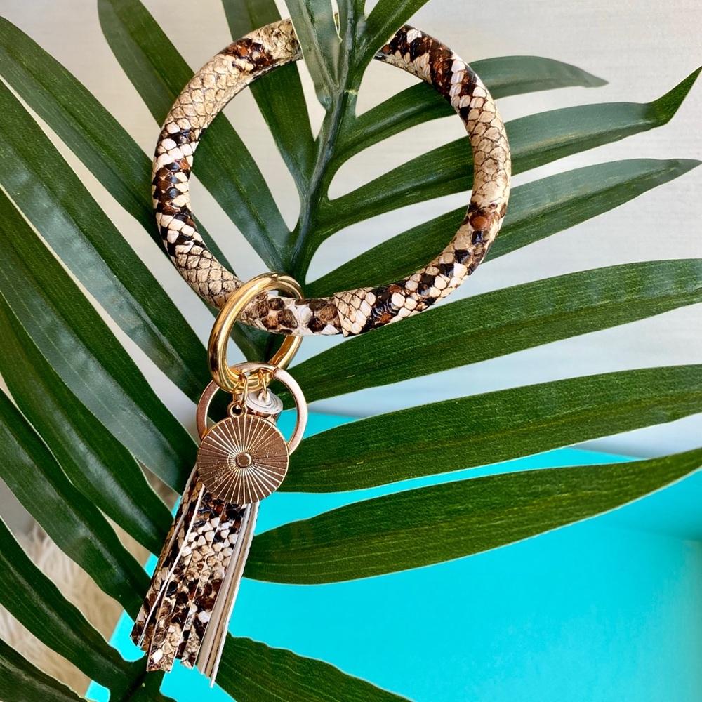 Faux Leather Bracelet Keychain Ring